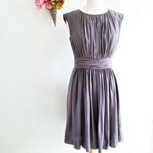 BODEN Selina Sleeveless Pewter Ruched Dress Size 6